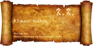 Klausz Kolos névjegykártya